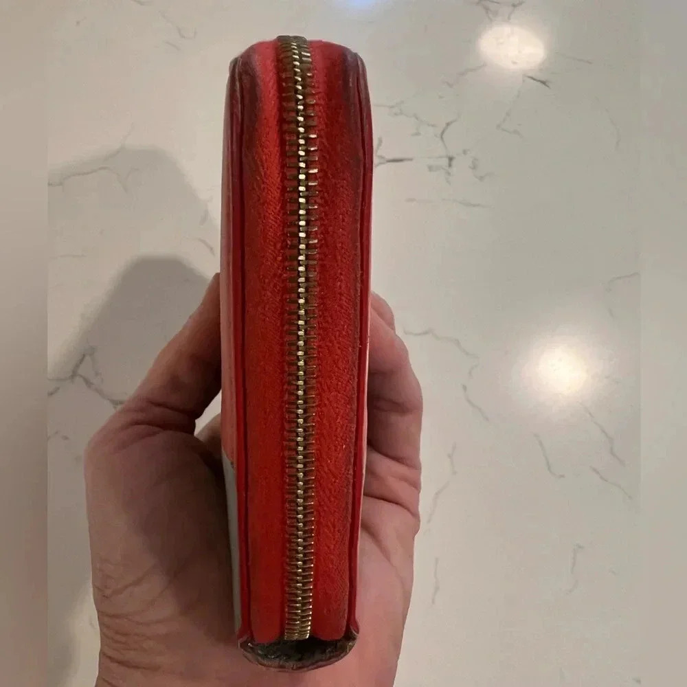 CELINE | Round Zipper Long Wallet | Lambskin | Ladies Salmon Pink x Grey | EUC - Picture 8 of 14